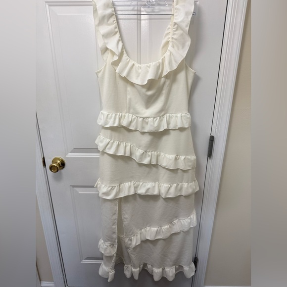 Show Me Your MuMu Dresses & Skirts - SHOW ME YOUR MUMU Greta Midi Dress In White XXL Formal Bridal Ruffles Wedding